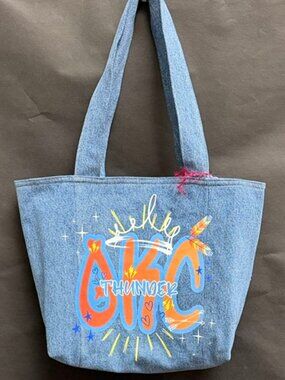 Handmade Upcycled Denim OKC Thunder-Inspired Tote Bag